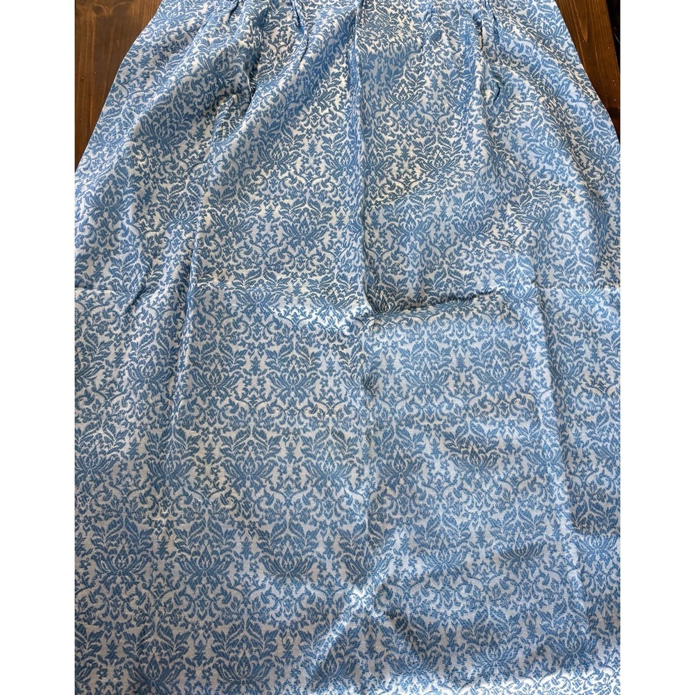 4 Vintage Blue Damask Curtain Panels Sears Perma-Prest 25x50 Thermalgard *read*